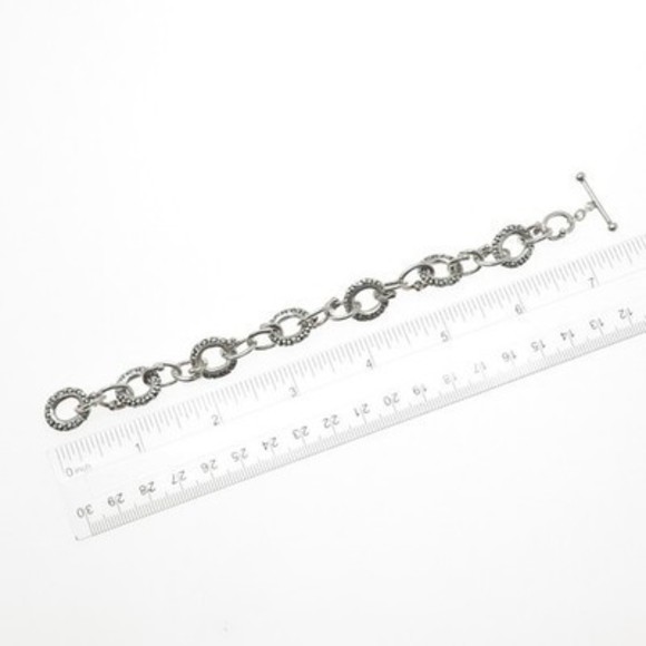 925 Sterling Silver Vintage Modernist Dotted Cable Link Bracelet 6.5" - Picture 2 of 7